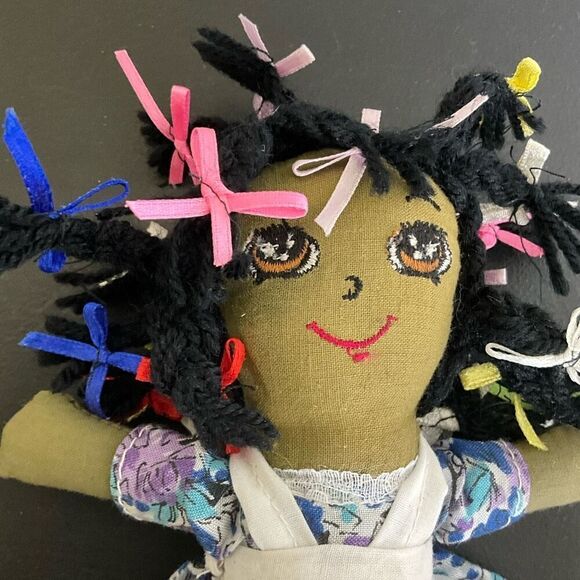 Vintage Bahamas Souvenir Local Ethnic Pin Up Girl Clothes Black Hair with Bows - Picture 2 of 7